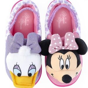 BRAND NEW Minnie & Daisy Toddler Girls' 3D Character Slippers w/ Back Strap